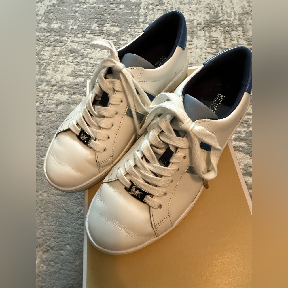 Michael Kors White and Navy Sneakers